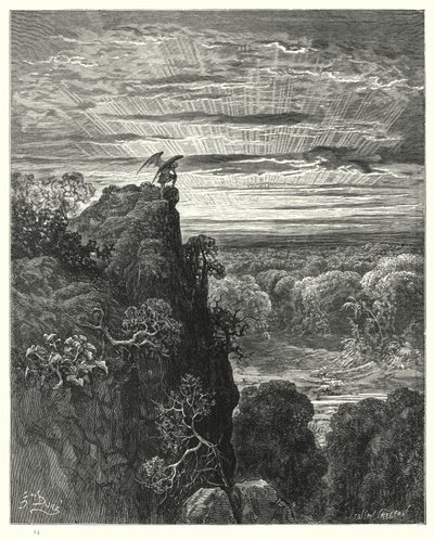 Ilustración de Gustave Doré para El Paraíso Perdido de Milton, Libro IV, líneas 172, 173 de Gustave Dore